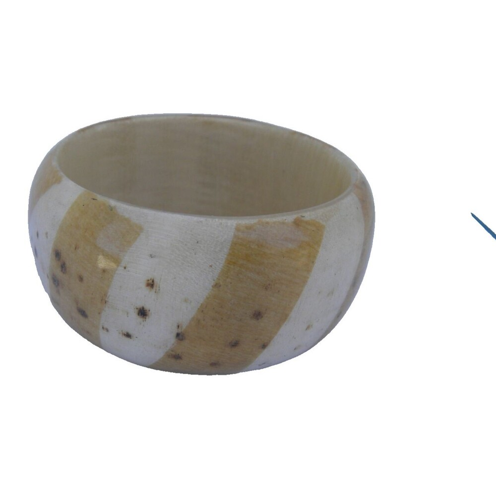 Vintage Chunky Bangle Bracelet Tan Brown Striped Plastic